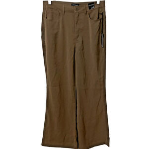 Women's Large 12/14 Brown Flared Leg Pants w Pockets Sz L 12-14 Pockets